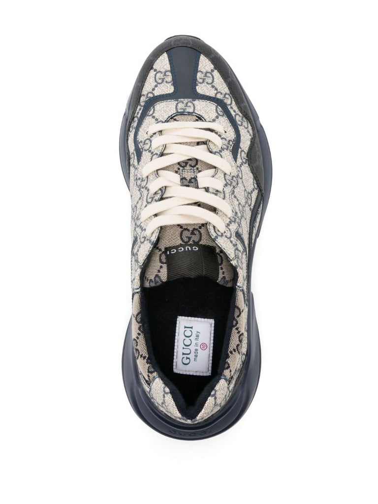 Beige Rhyton Gg Supreme Canvas Sneakers