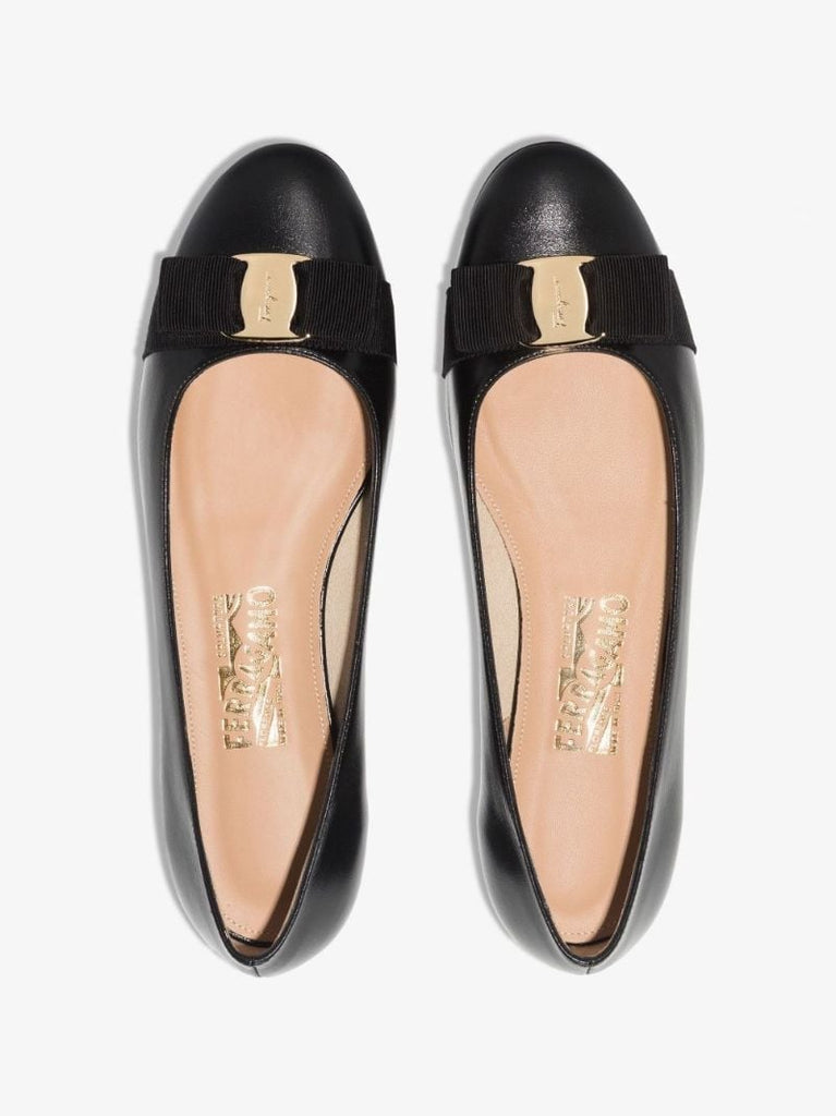Black Varina Ballerina Leather Pumps