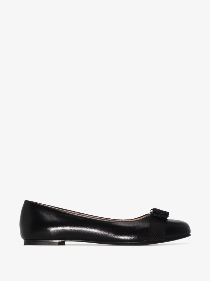 Black Varina Ballerina Leather Pumps