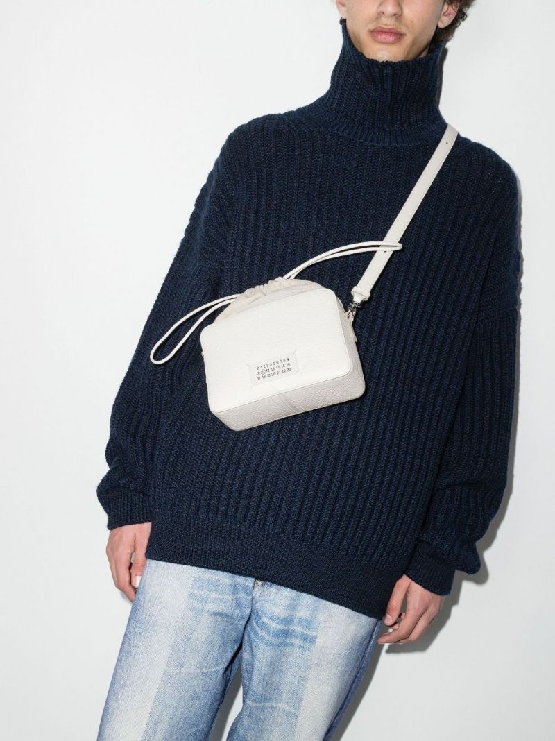 White 5ac Leather Camera Cross Body Bag