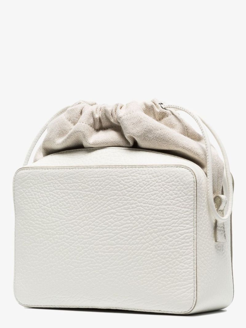 White 5ac Leather Camera Cross Body Bag