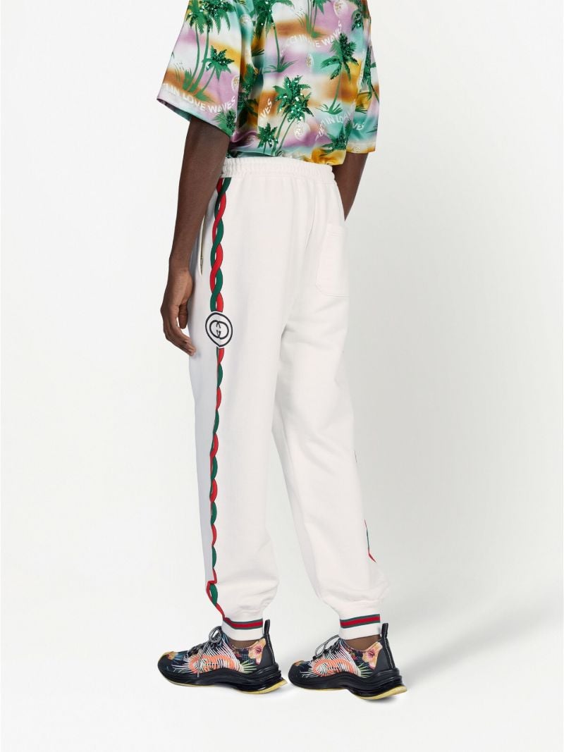 White Interlocking G Web Cotton Track Pants