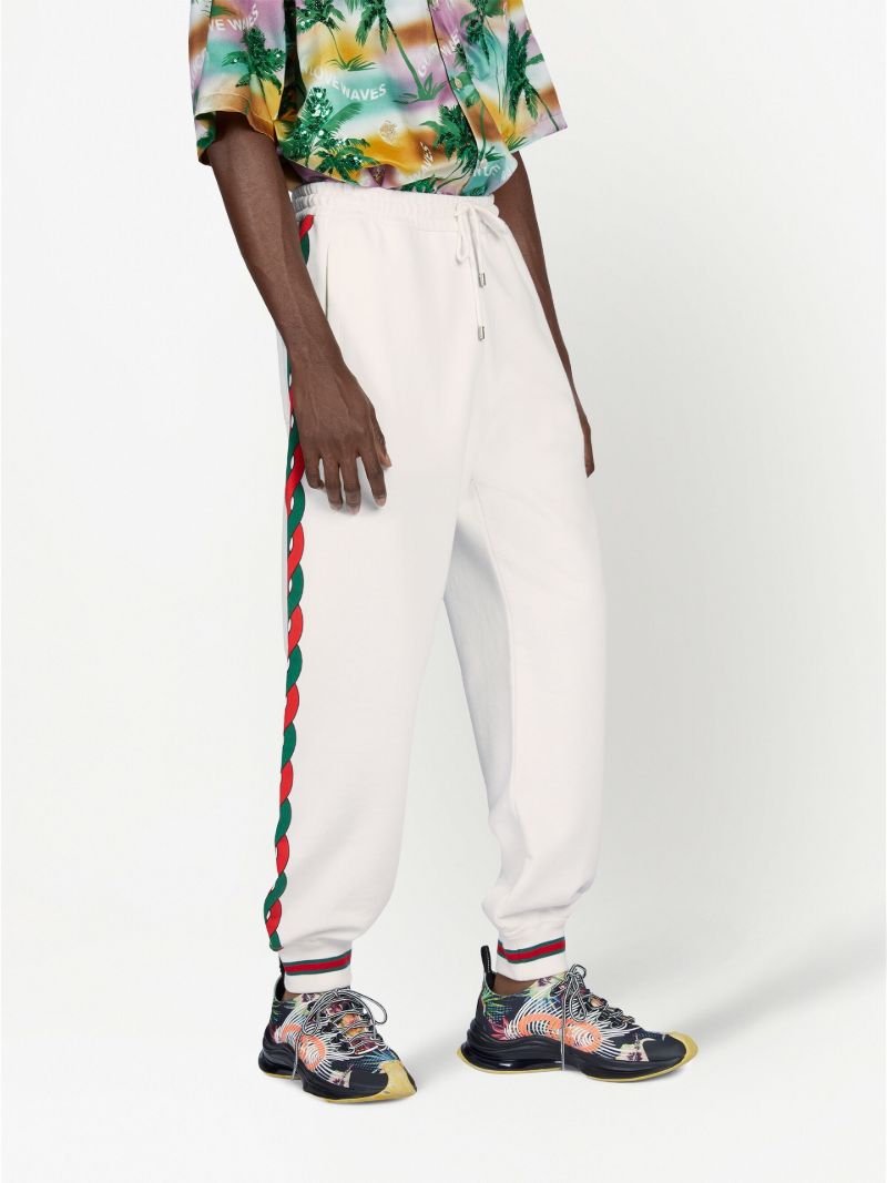 White Interlocking G Web Cotton Track Pants