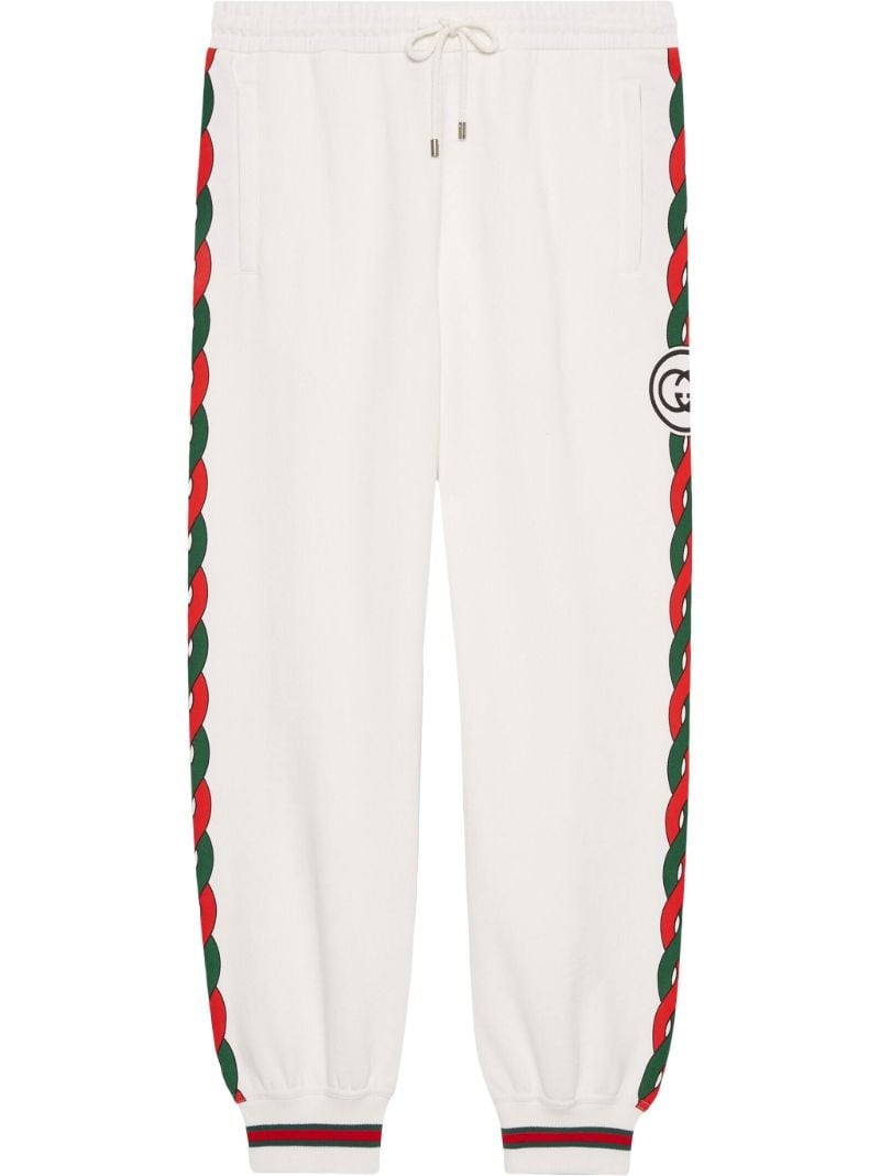 White Interlocking G Web Cotton Track Pants
