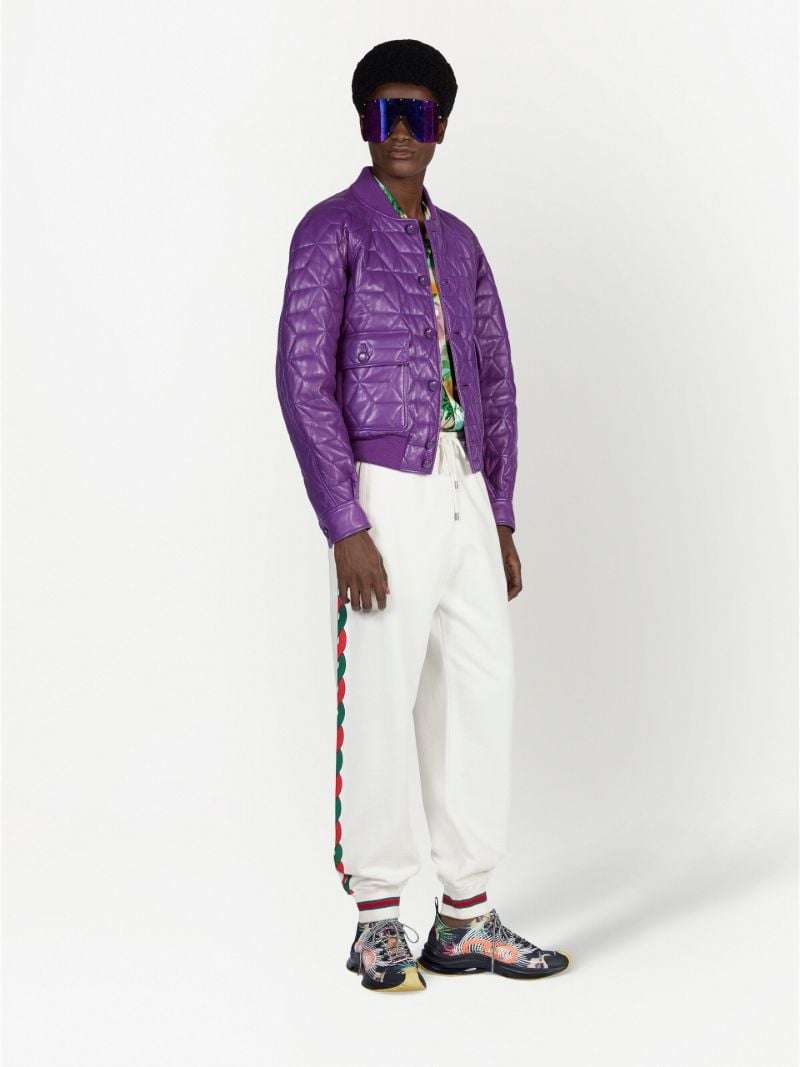 White Interlocking G Web Cotton Track Pants