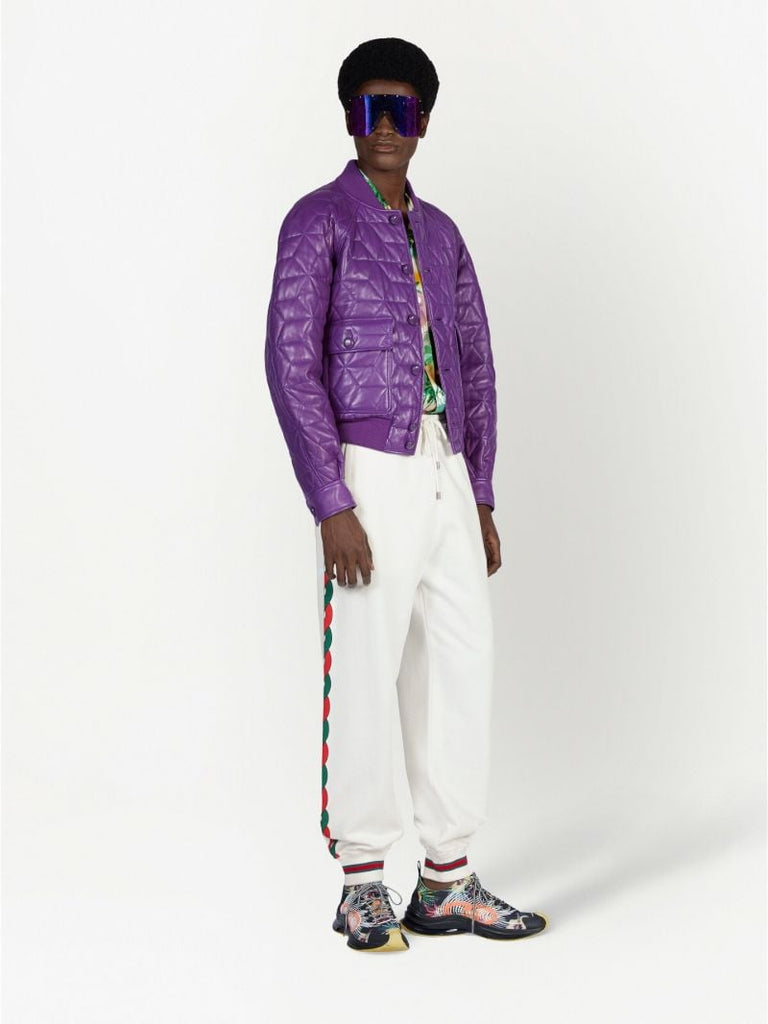 White Interlocking G Web Cotton Track Pants