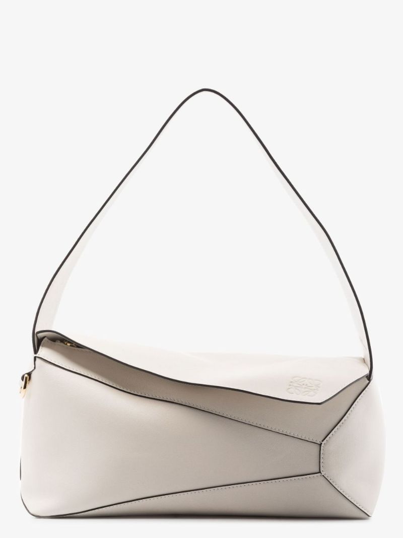 White Puzzle Hobo Leather Shoulder Bag