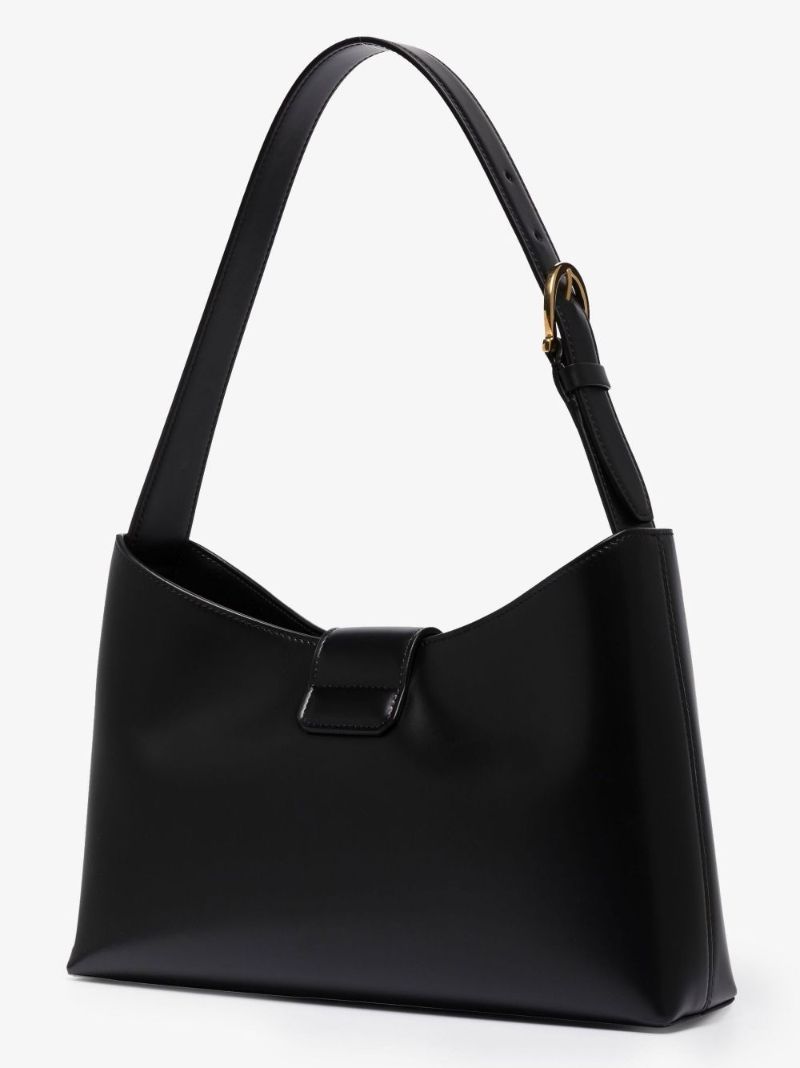 Black Trifolio Leather Shoulder Bag
