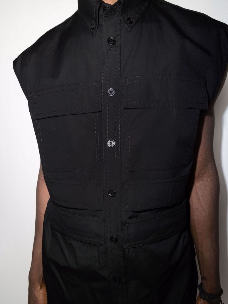 Black Cotton Shirt Vest