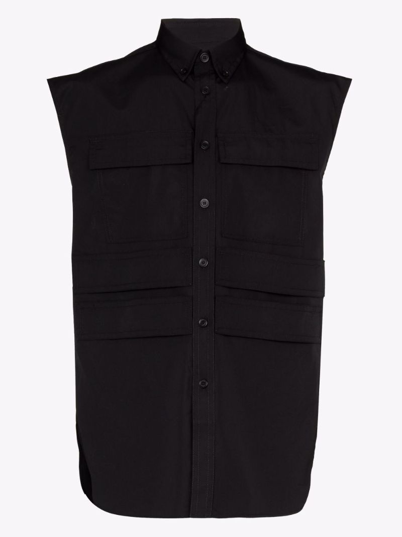 Black Cotton Shirt Vest