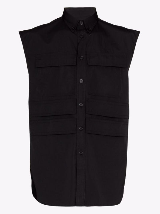 Black Cotton Shirt Vest