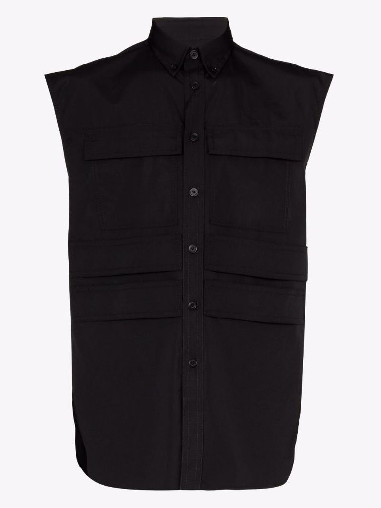 Black Cotton Shirt Vest