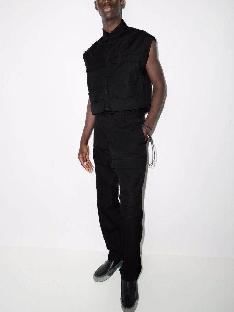 Black Cotton Shirt Vest