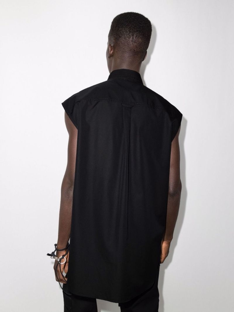 Black Cotton Shirt Vest