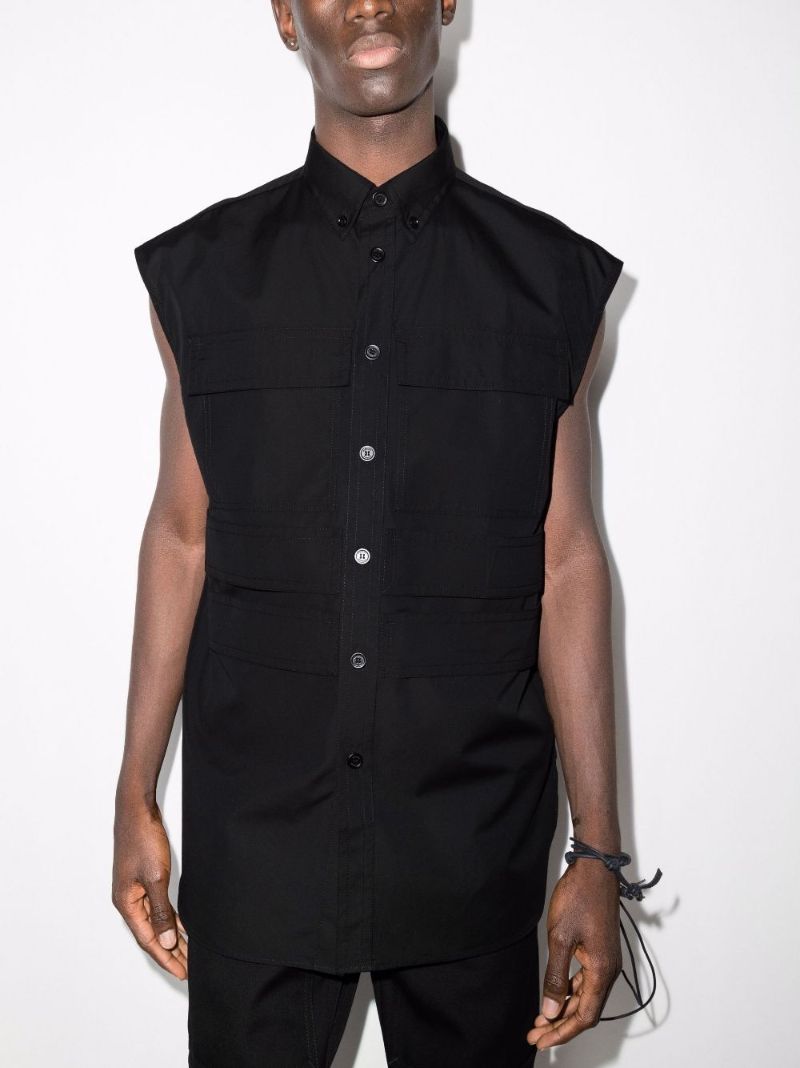 Black Cotton Shirt Vest