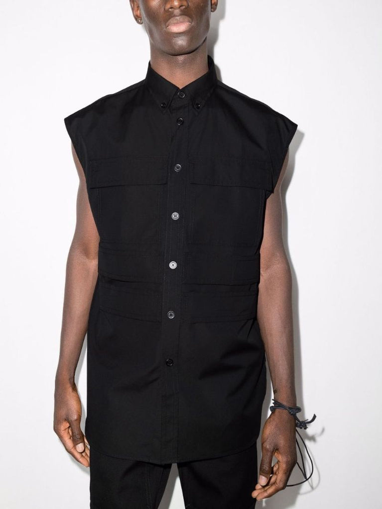 Black Cotton Shirt Vest