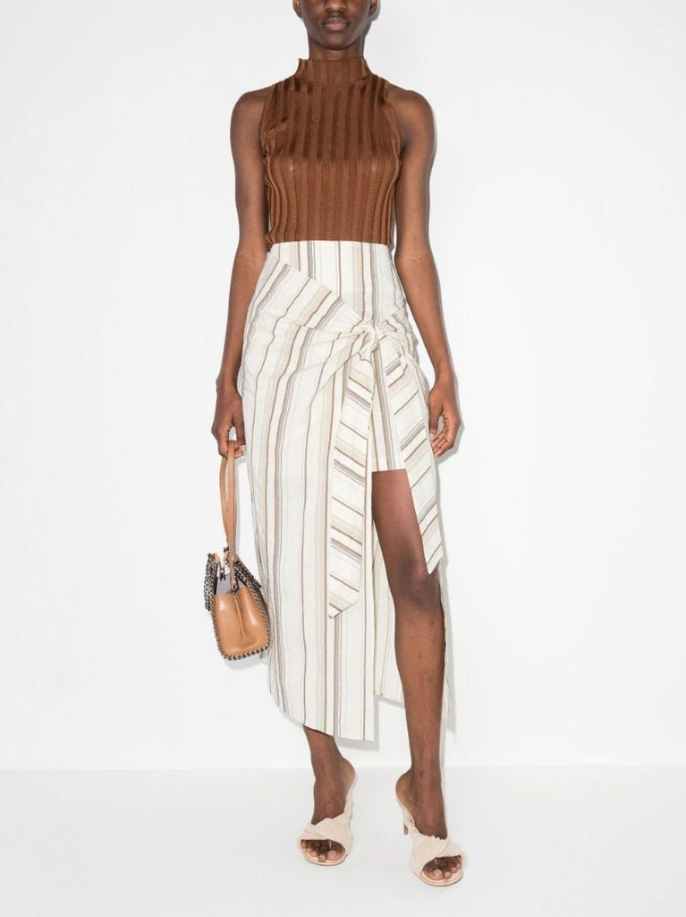Striped Cotton Wrap Skirt