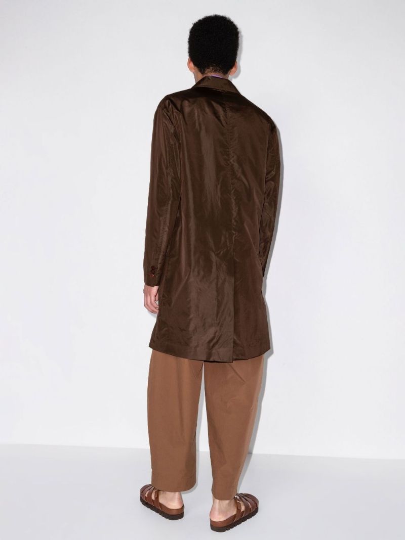 Brown Double-breasted Silk Trench Coat