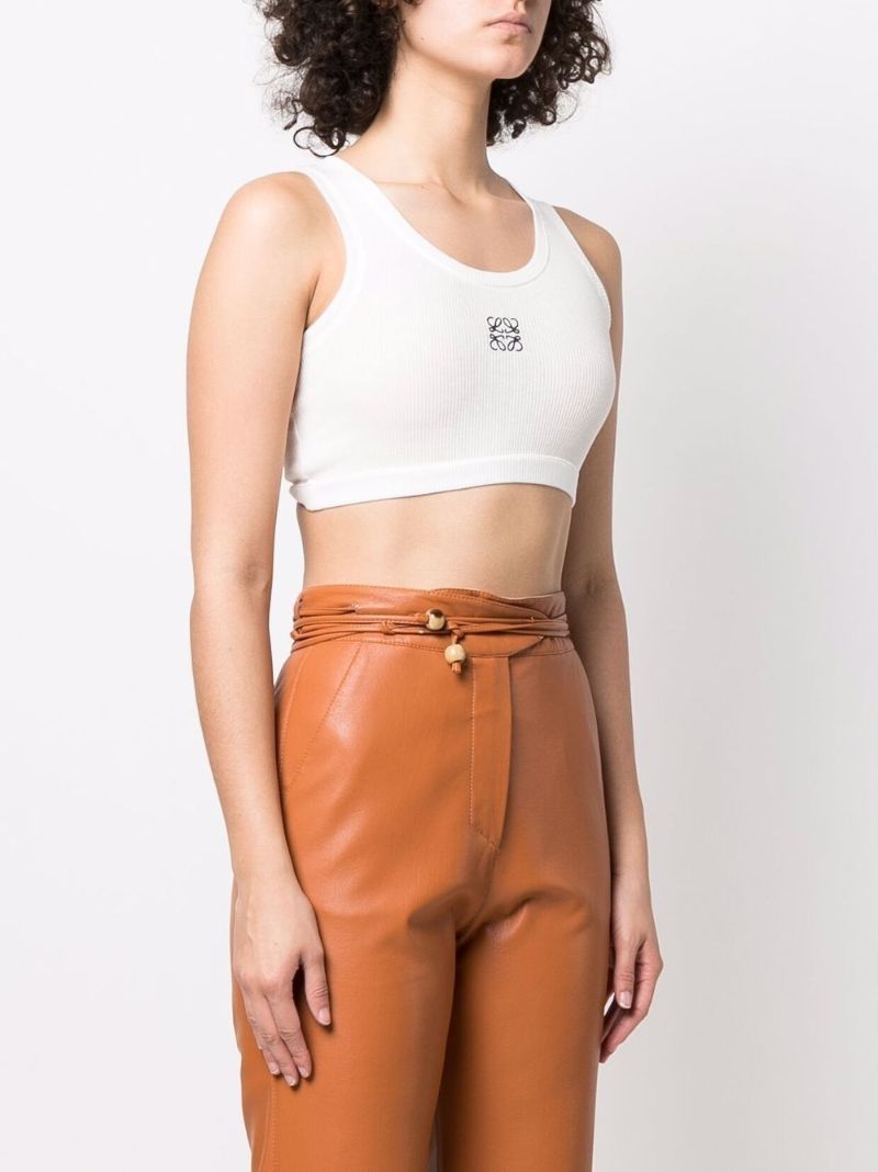 White Anagram Cotton Crop Top