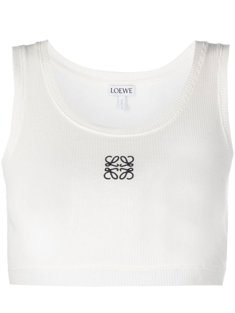 White Anagram Cotton Crop Top