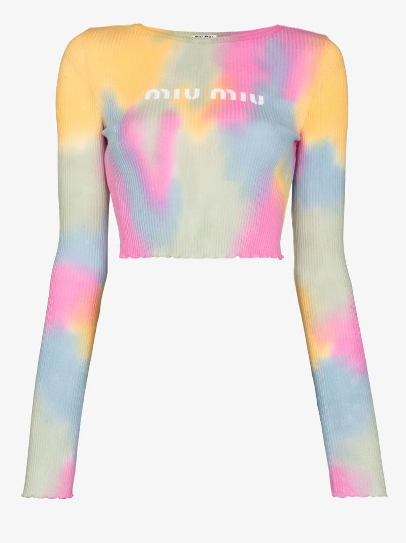 Logo Tie-dye Cotton Crop Top