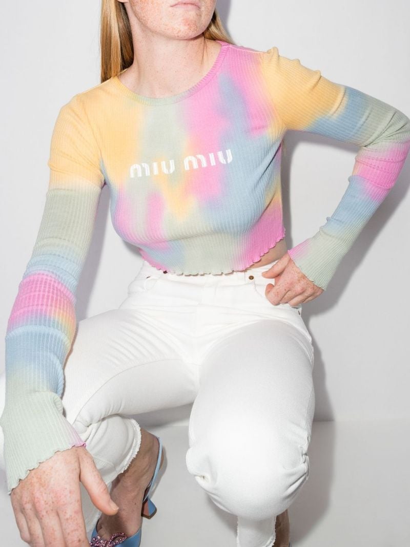 Logo Tie-dye Cotton Crop Top