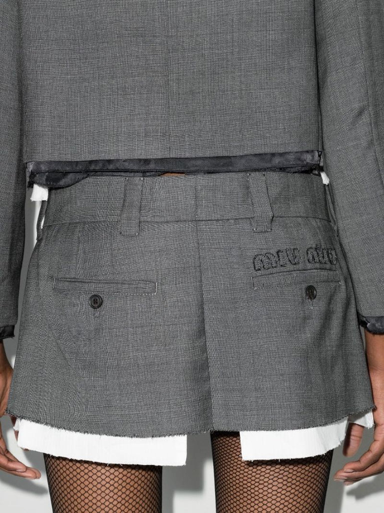 Prince of Wales Check Wool Mini Skirt