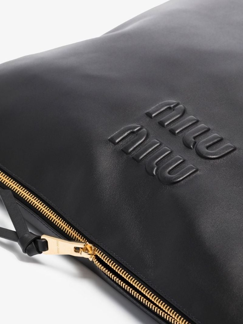 Black Logo Leather Shoulder Bag
