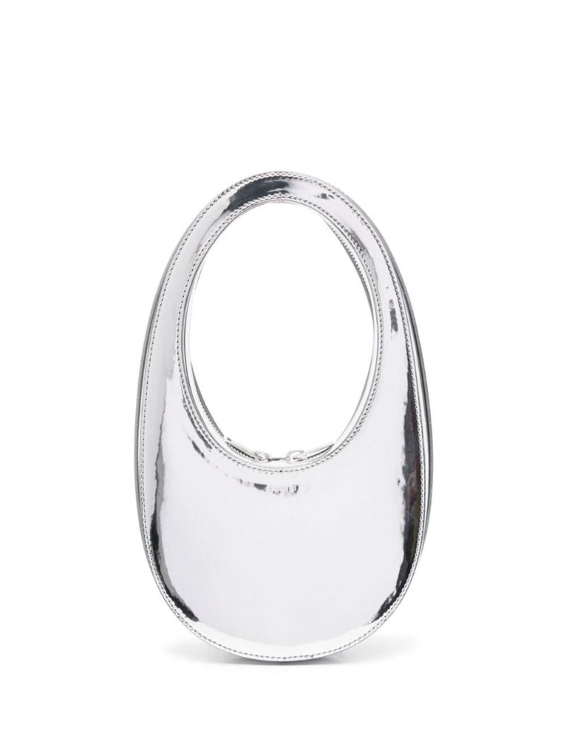 Silver Swipe Mini Metallicized Top Handle Bag