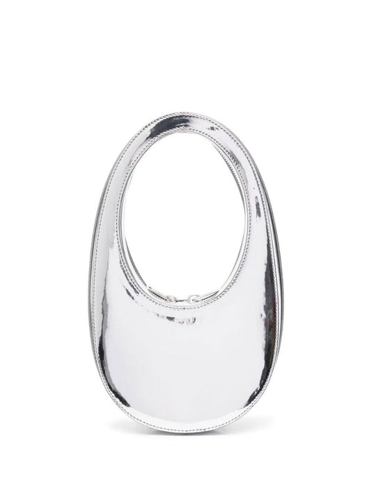 Silver Swipe Mini Metallicized Top Handle Bag