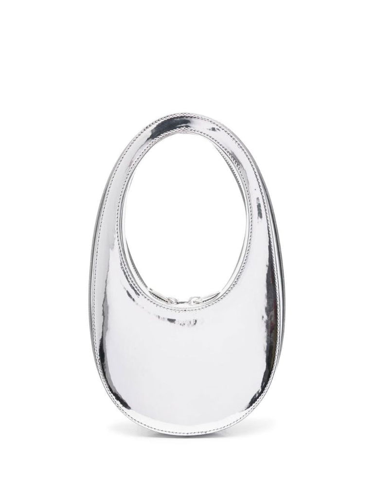 Silver Swipe Mini Metallicized Top Handle Bag