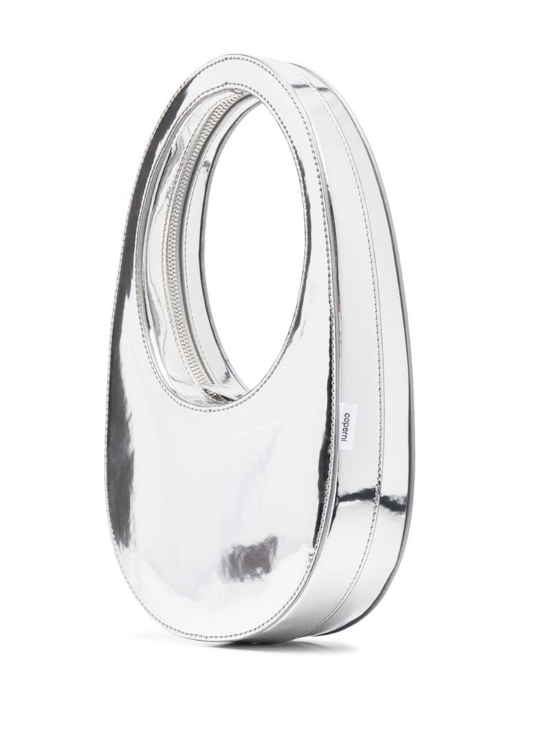 Silver Swipe Mini Metallicized Top Handle Bag