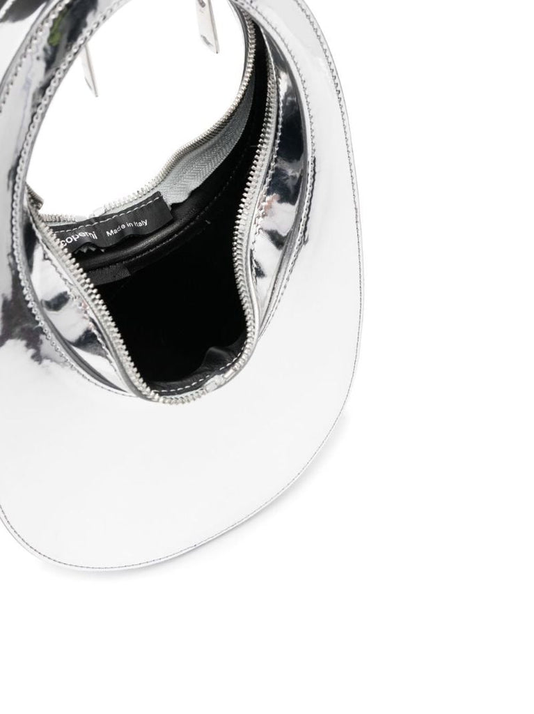 Silver Swipe Mini Metallicized Top Handle Bag