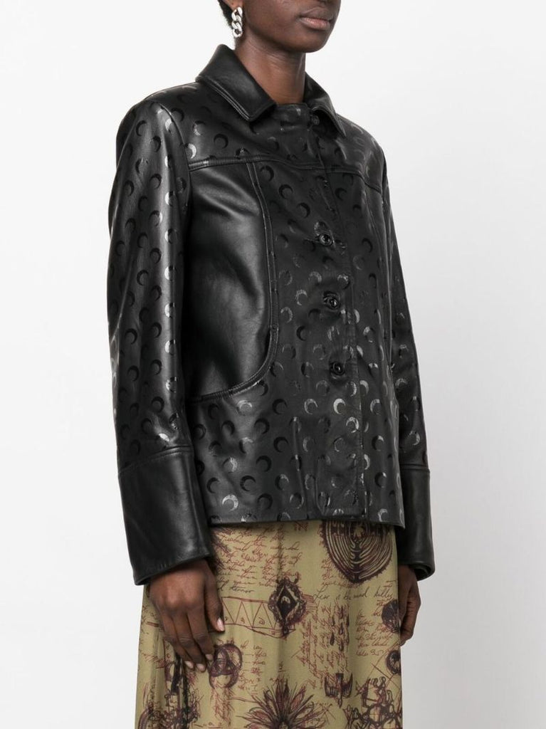 Black Moon Leather Boxy Jacket