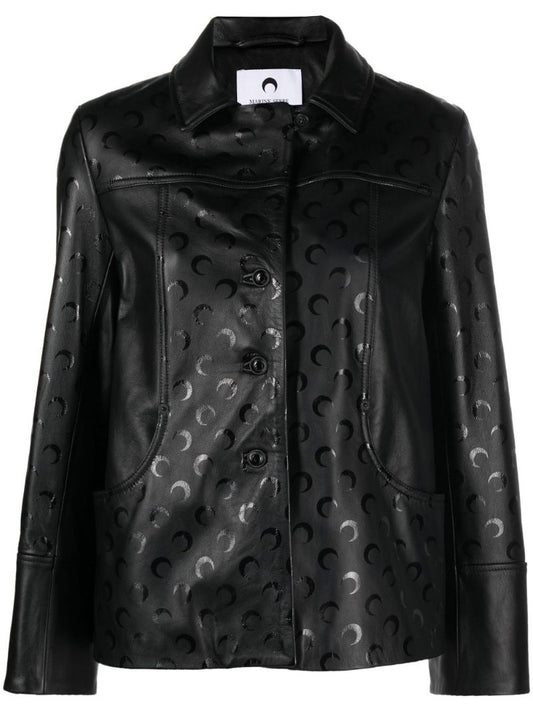Black Moon Leather Boxy Jacket