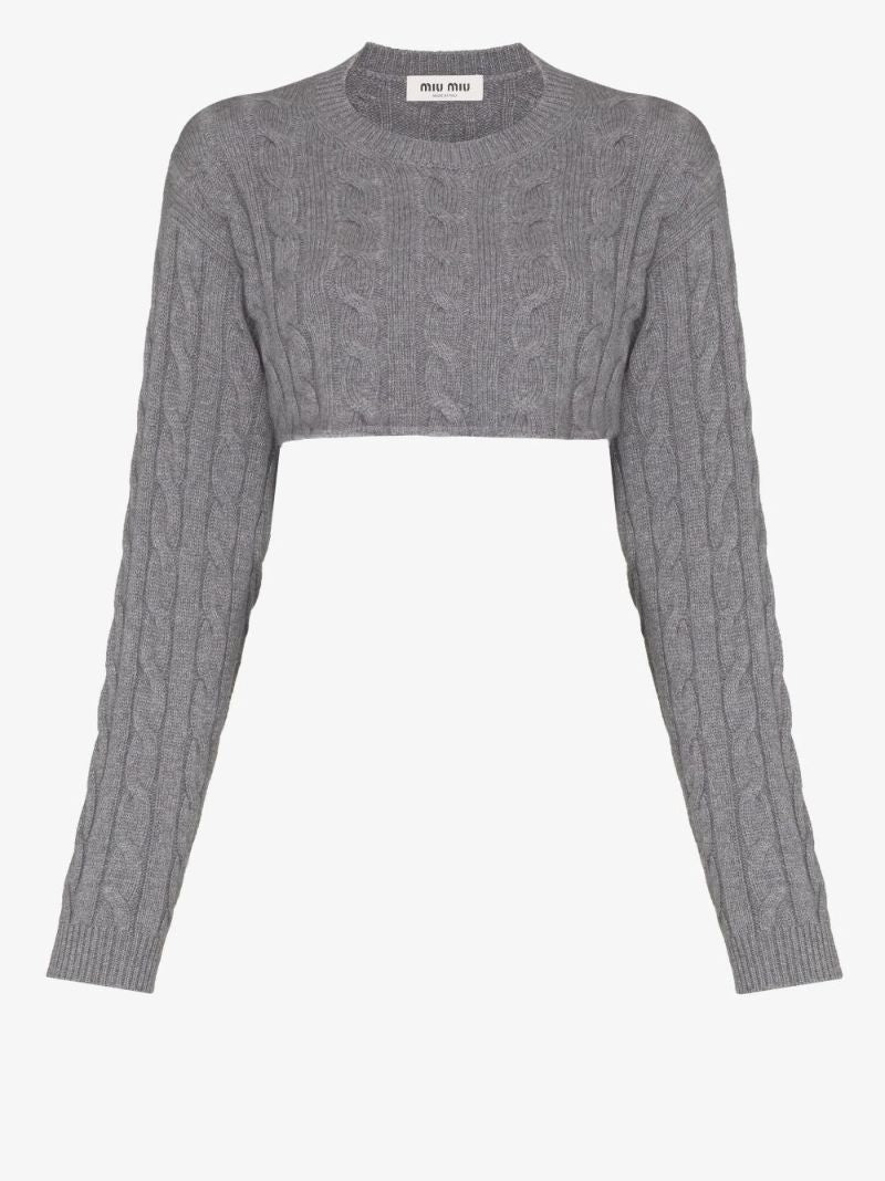 Cable-knit Cropped Cashmere Jumper