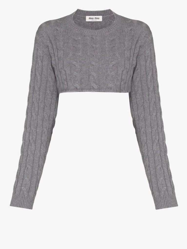 Cable-knit Cropped Cashmere Jumper