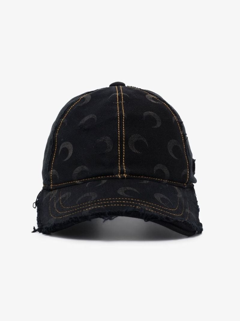 Black Crescent Moon Print Cap