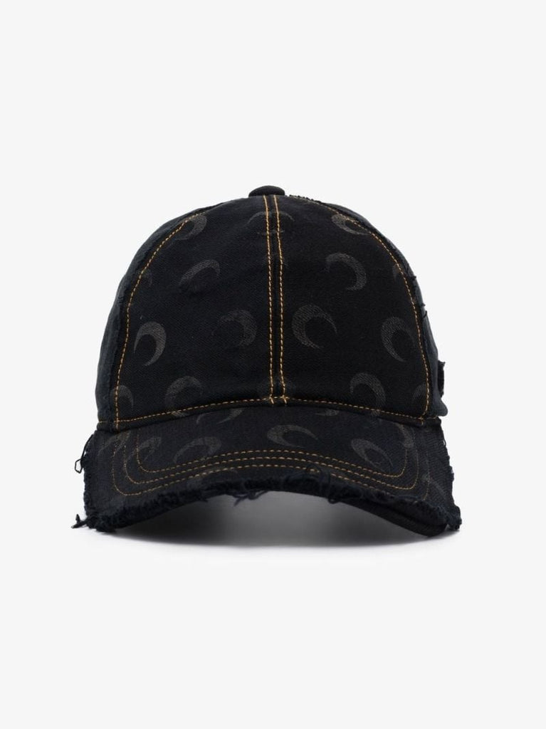 Black Crescent Moon Print Cap