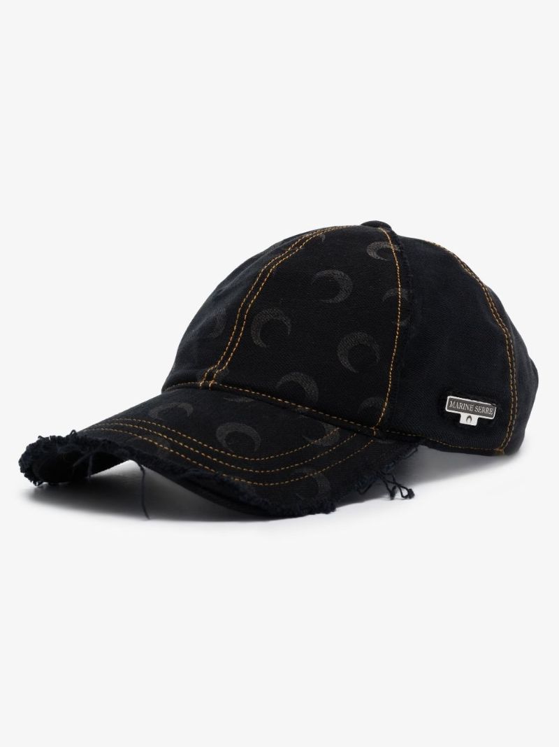 Black Crescent Moon Print Cap
