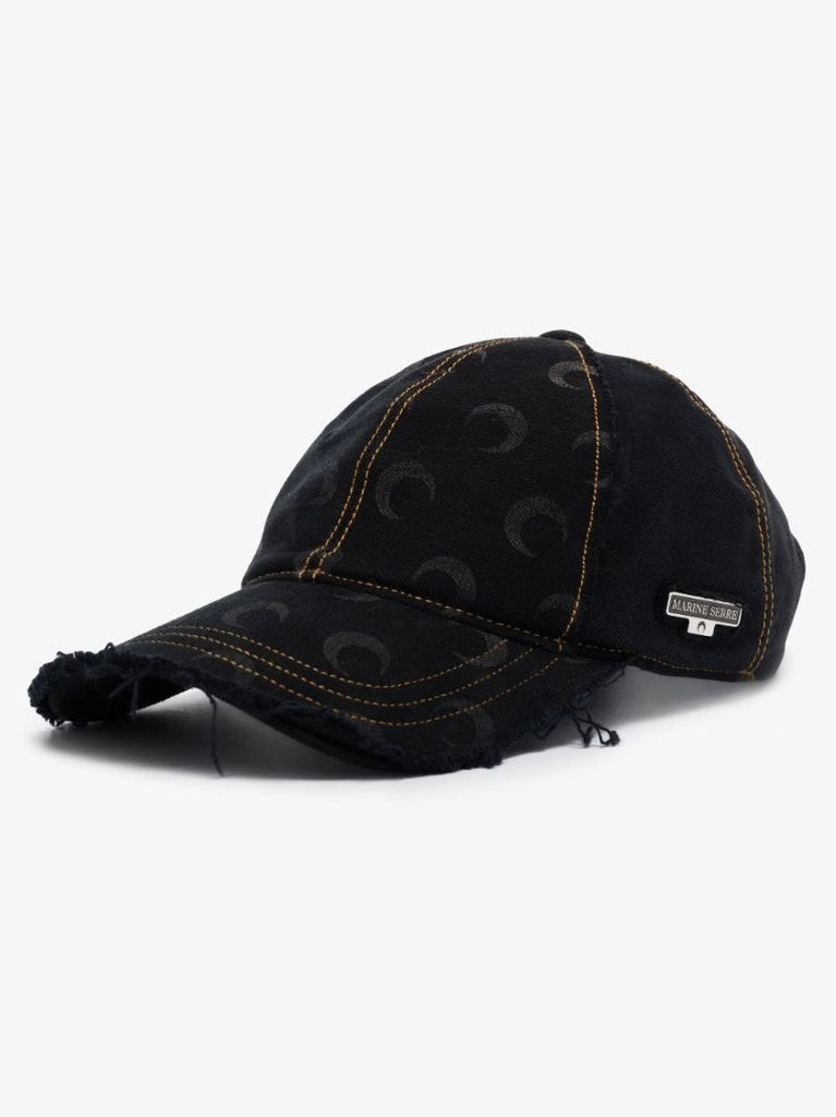 Black Crescent Moon Print Cap