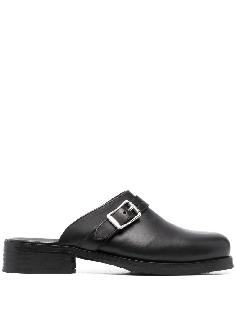 Black Camion Leather Mules