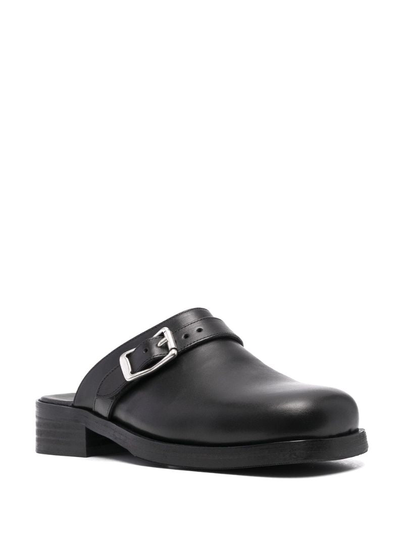 Black Camion Leather Mules