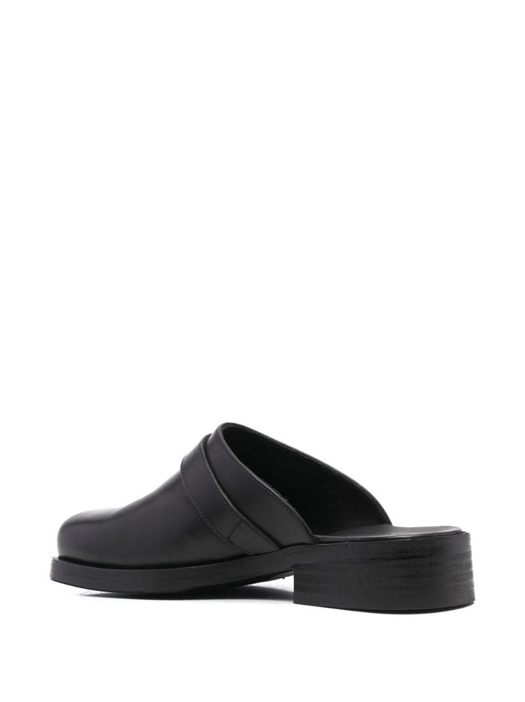 Black Camion Leather Mules