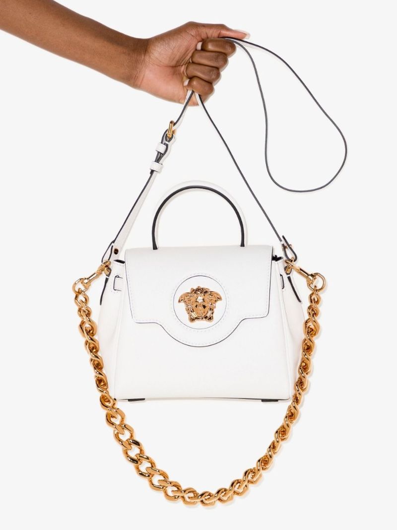 White La Medusa Small Leather Top Handle Bag