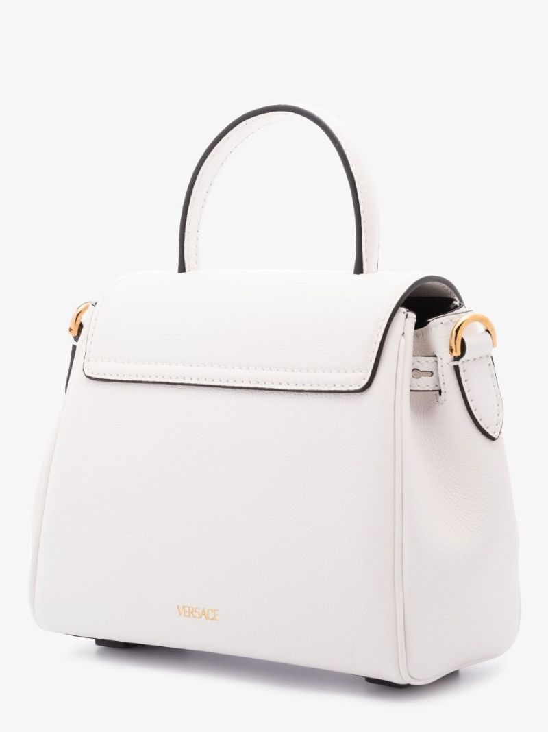 White La Medusa Small Leather Top Handle Bag