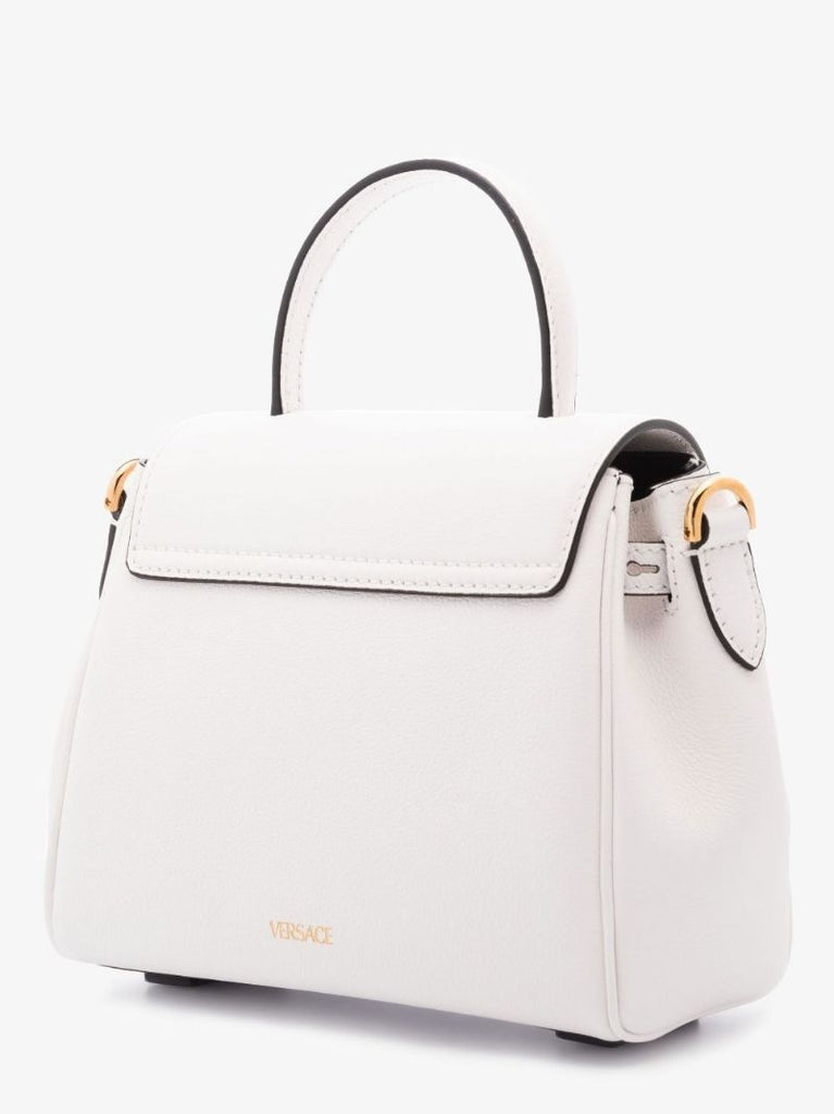 White La Medusa Small Leather Top Handle Bag