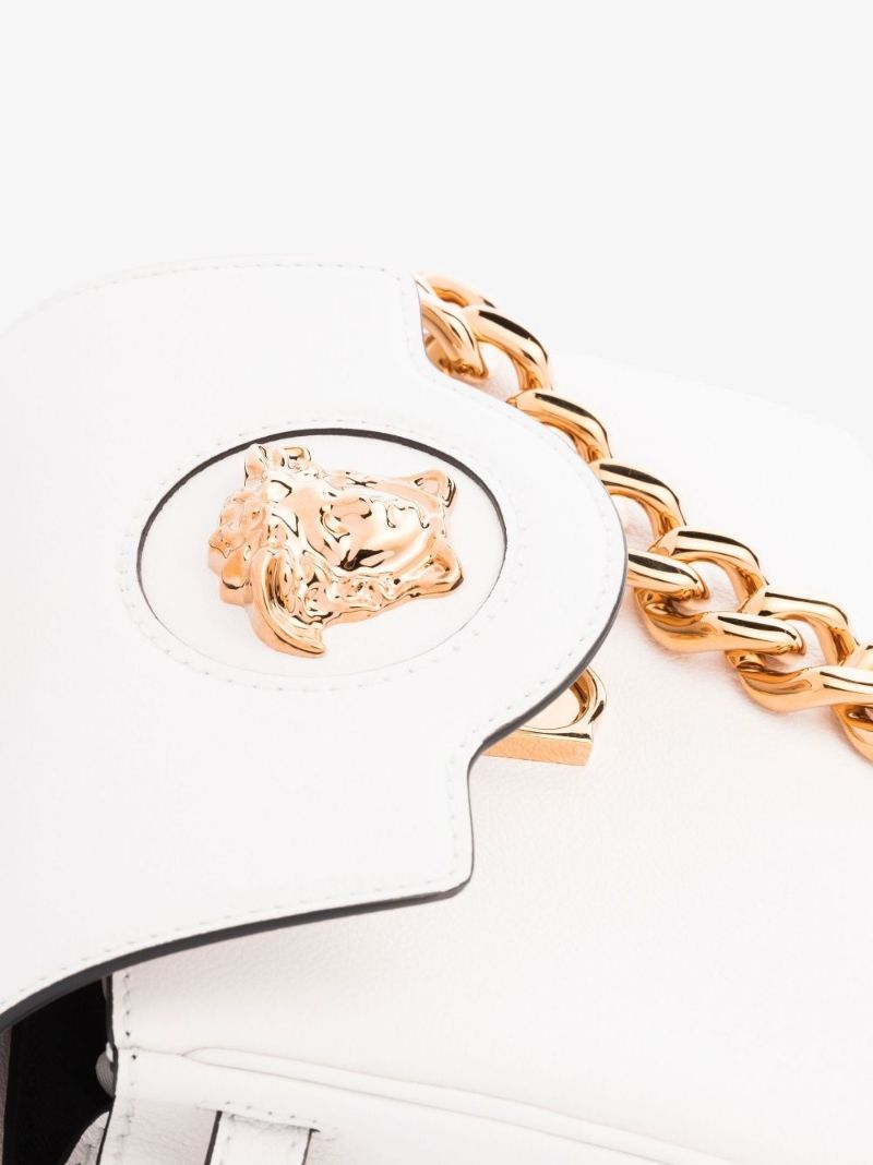 White La Medusa Small Leather Top Handle Bag