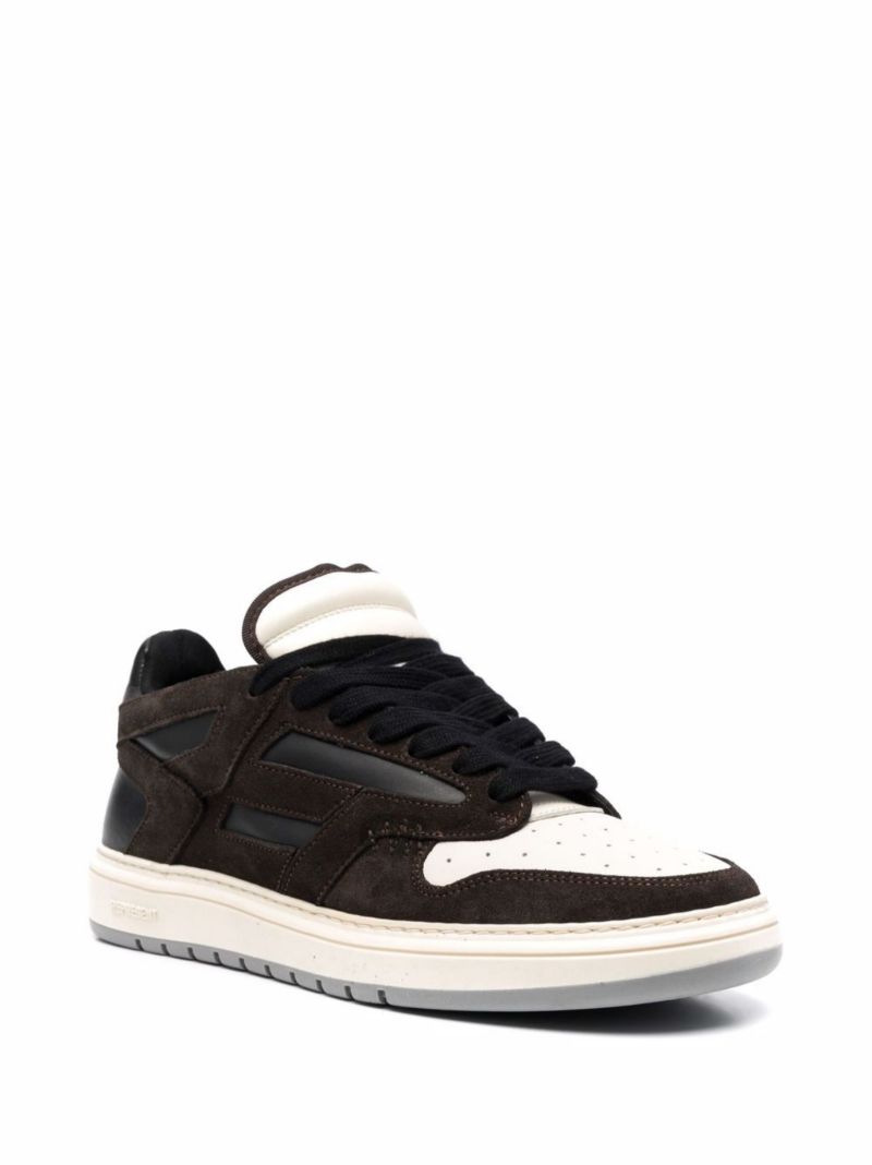 Brown and Black Reptor Panelled Low-top Sneakers