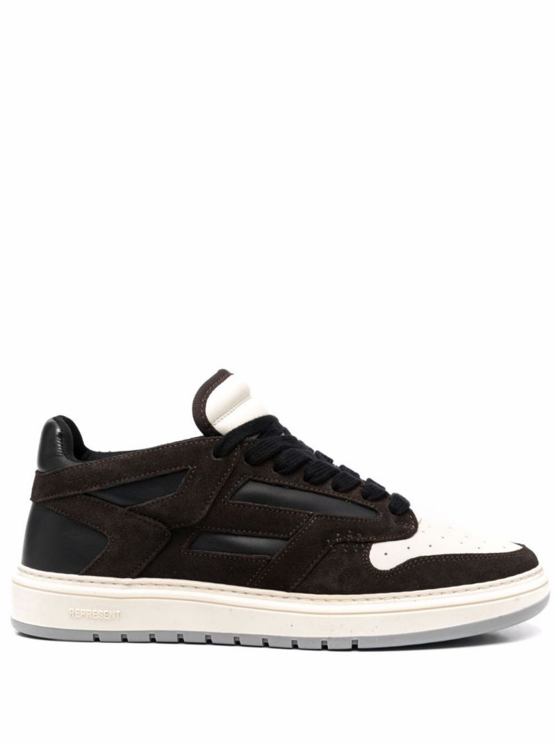 Brown and Black Reptor Panelled Low-top Sneakers